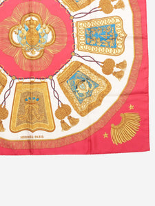 Hermes Red Porte Et Cauabrie silk scarf