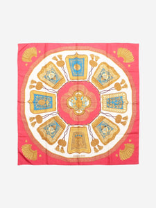 Hermes Red Porte Et Cauabrie silk scarf