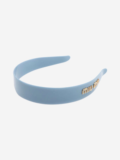 Blue logo headband Hats Miu Miu 