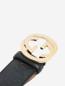 Gucci Black Guccissima Interlocking G leather belt