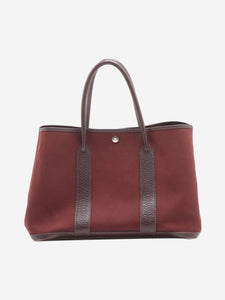 Hermes Maroon 2005 Garden Party 36 PM Verso Buffle & Toile Officier bag