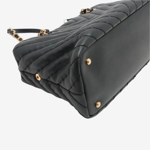 Chanel Black 2012 V-Stitch lambskin chain shoulder bag