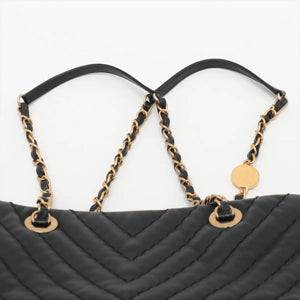 Chanel Black 2012 V-Stitch lambskin chain shoulder bag