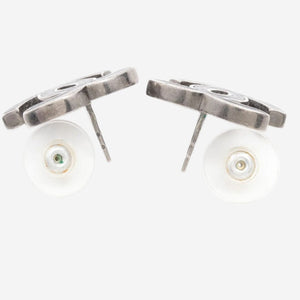 Chanel Silver and dark blue Coco Mark B12P earrings