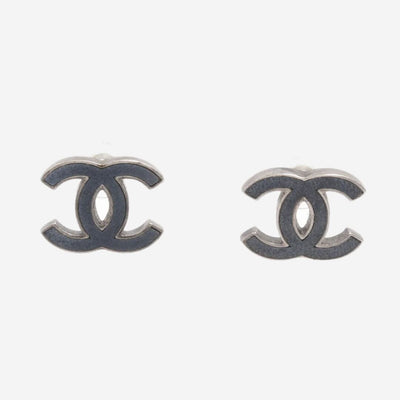 Silver and dark blue Coco Mark B12P earrings Earrings Chanel 