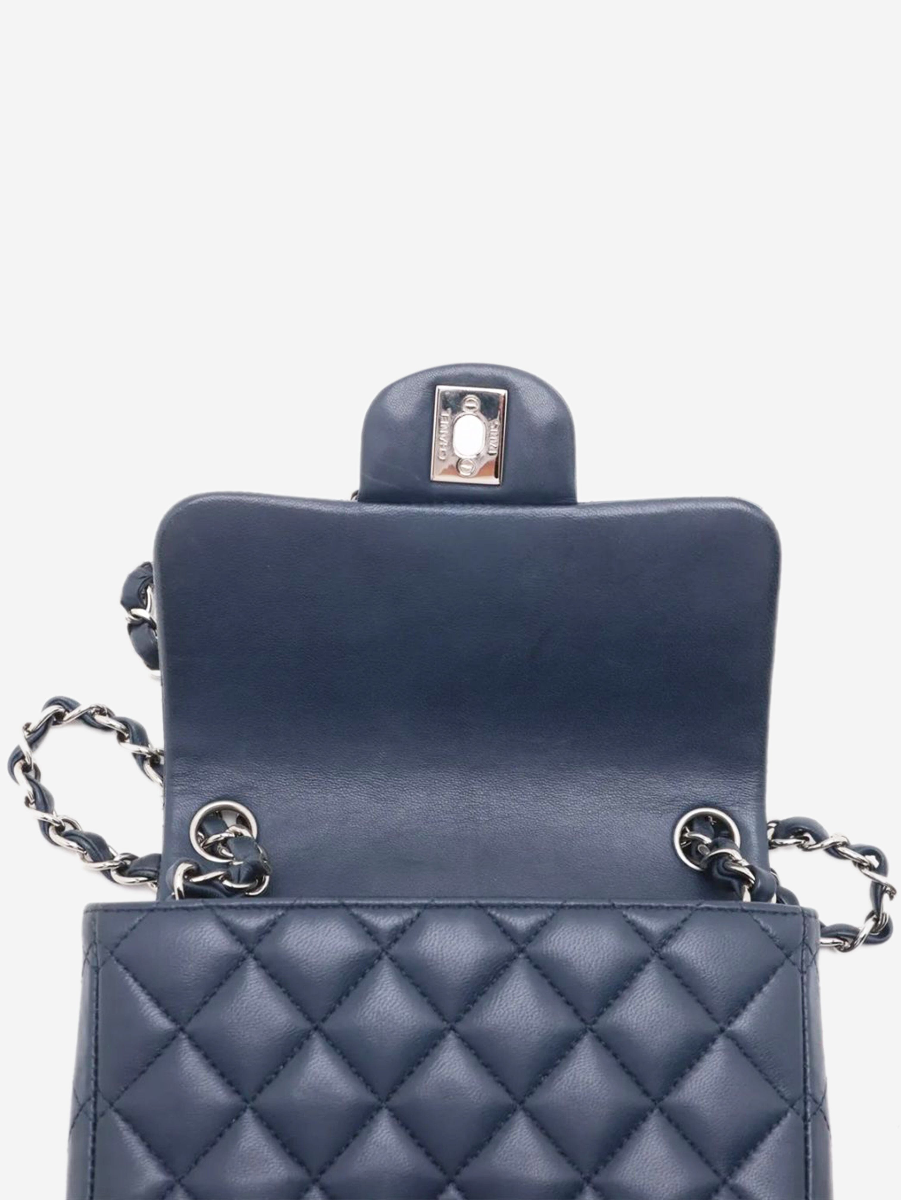 Navy blue 2016 mini lambskin Classic Single Flap bag Cross-body bags Chanel 