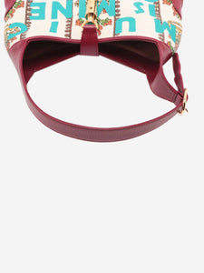 Gucci Neutral and burgundy Jackie 1961 Crown shoulder bag