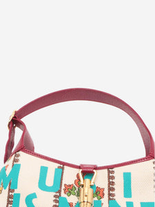 Gucci Neutral and burgundy Jackie 1961 Crown shoulder bag