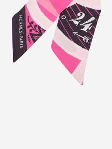 Hermes Pink silk twilly scarf