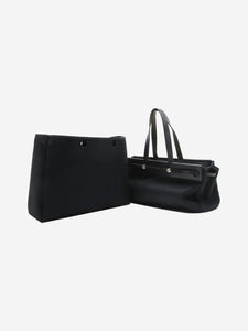 Hermes Black vintage 2003 Herbag Cabas Toile Officier x leather bag