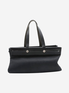 Hermes Black vintage 2003 Herbag Cabas Toile Officier x leather bag