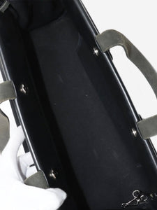 Hermes Black vintage 2003 Herbag Cabas Toile Officier x leather bag