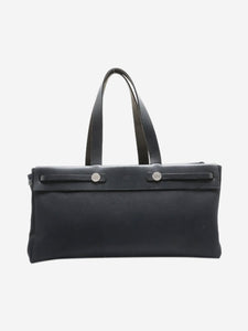 Hermes Black vintage 2003 Herbag Cabas Toile Officier x leather bag