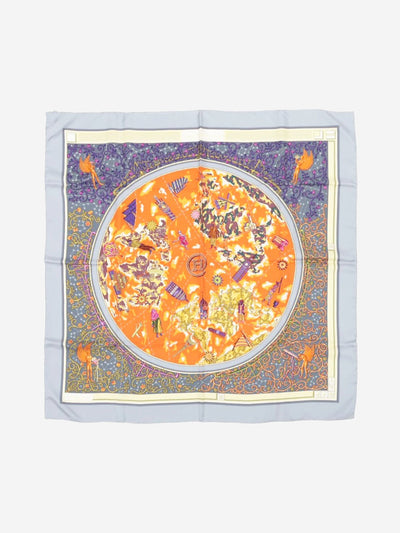 Orange and grey Carré 90 globe silk scarf Scarves Hermes 