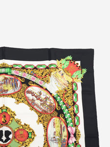 Hermes Black Carré 90 L’Entente Cordiale Anglo-French silk scarf