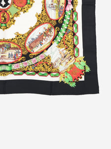 Hermes Black Carré 90 L’Entente Cordiale Anglo-French silk scarf