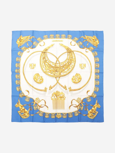 Blue Carré 90 Les Cavaliers D'or silk scarf Scarves Hermes 