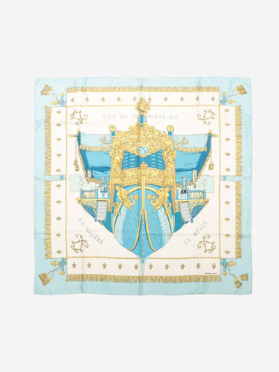 Blue Carré 90 Vue Du Carrosse De La Galere La Reale silk scarf Scarves Hermes 