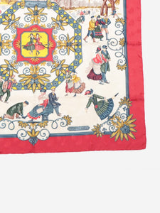 Hermes Red Carré 90 Joies d'Hiver silk jacquard scarf