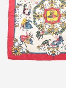 Hermes Red Carré 90 Joies d'Hiver silk jacquard scarf