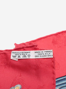 Hermes Red Carré 90 Joies d'Hiver silk jacquard scarf