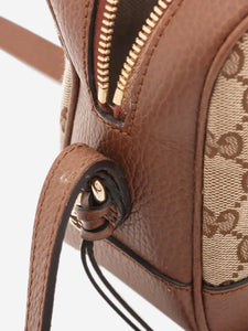 Gucci Brown GG canvas and leather crossbody bag