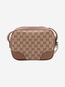 Gucci Brown GG canvas and leather crossbody bag