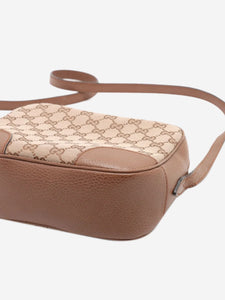 Gucci Brown GG canvas and leather crossbody bag