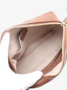 Gucci Brown GG canvas and leather crossbody bag