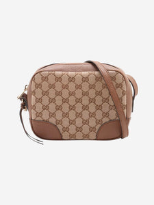 Gucci Brown GG canvas and leather crossbody bag