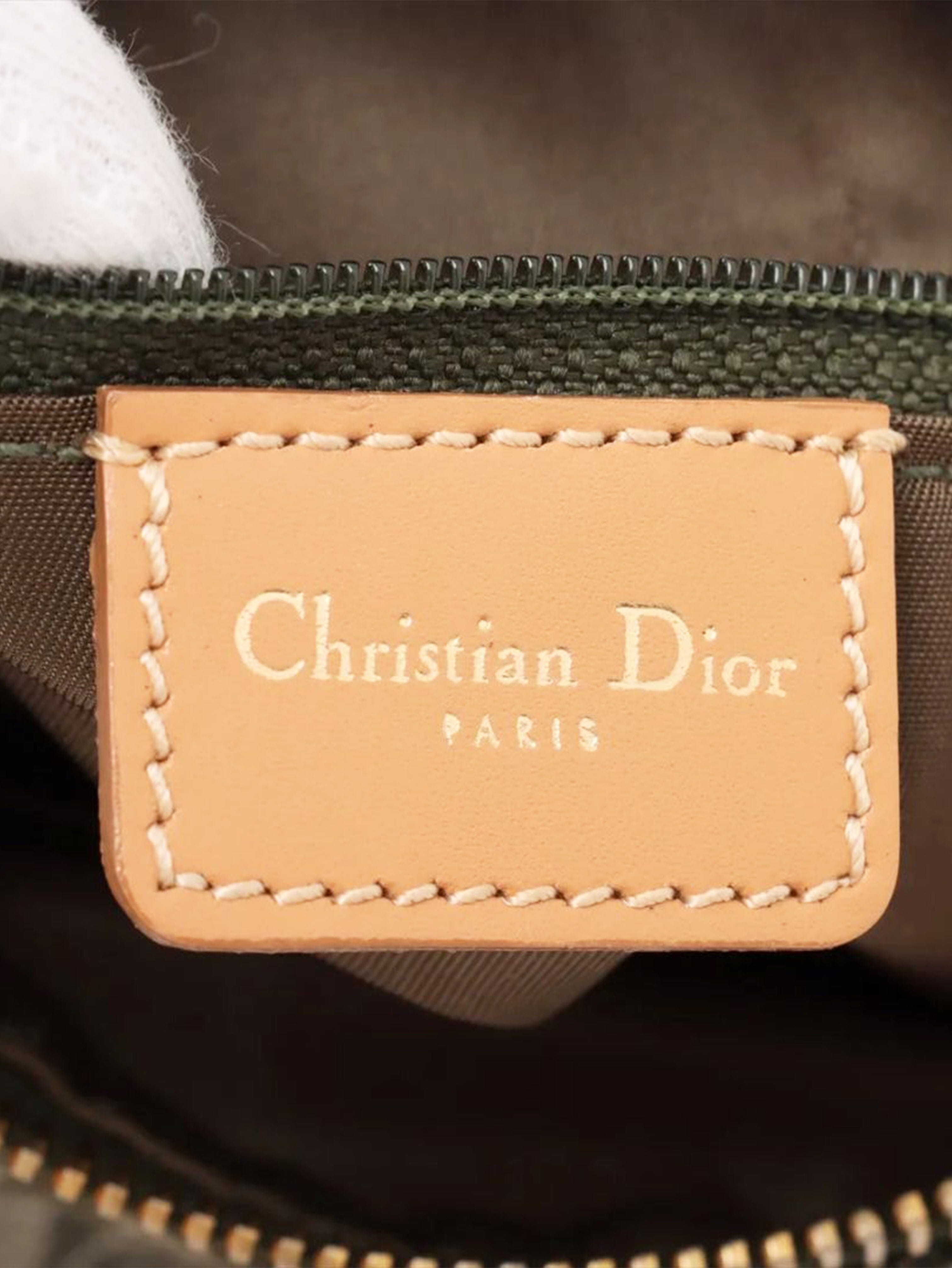 Green Trotter canvas and leather bag Top Handle Bags Dior 