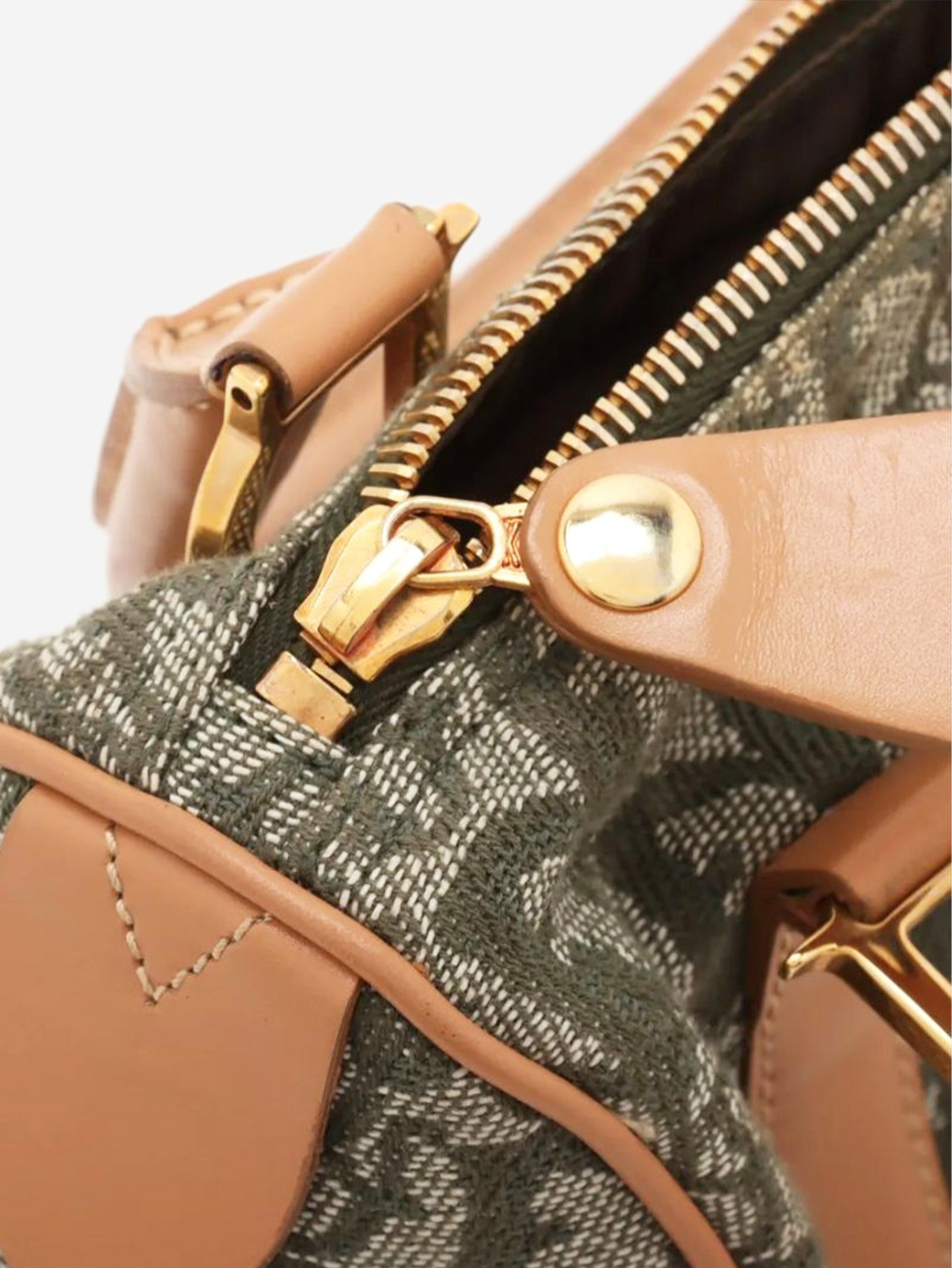 Green Trotter canvas and leather bag Top Handle Bags Dior 