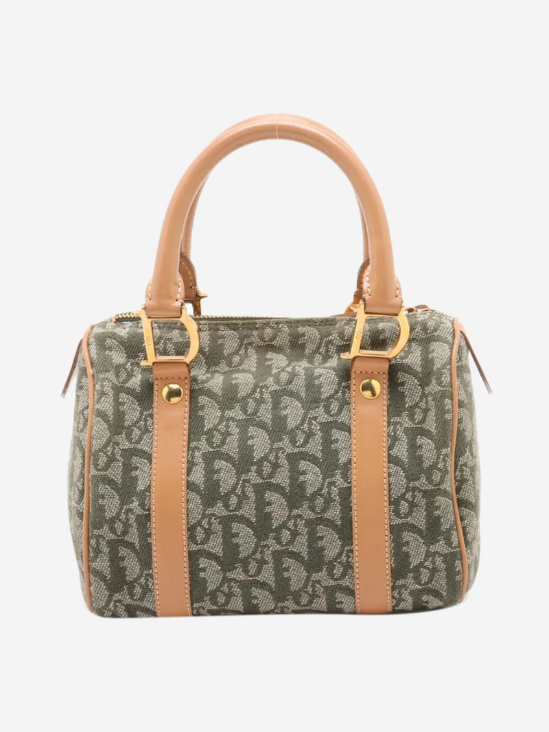 Green Trotter canvas and leather bag Top Handle Bags Dior 