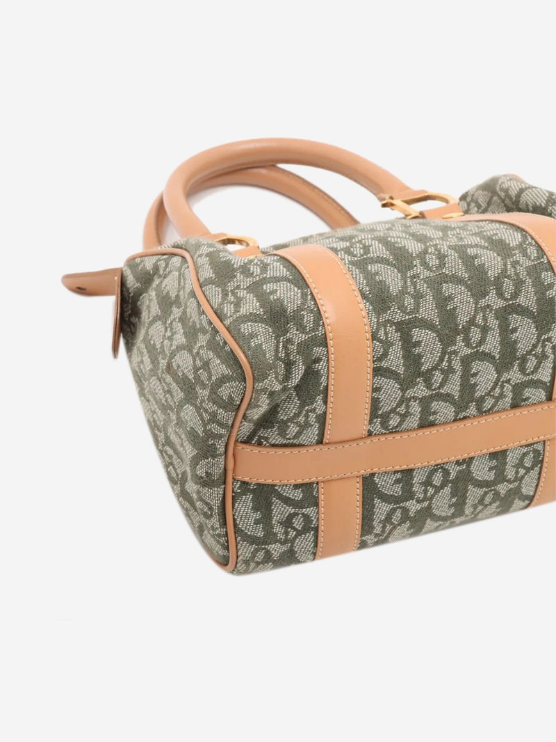 Green Trotter canvas and leather bag Top Handle Bags Dior 