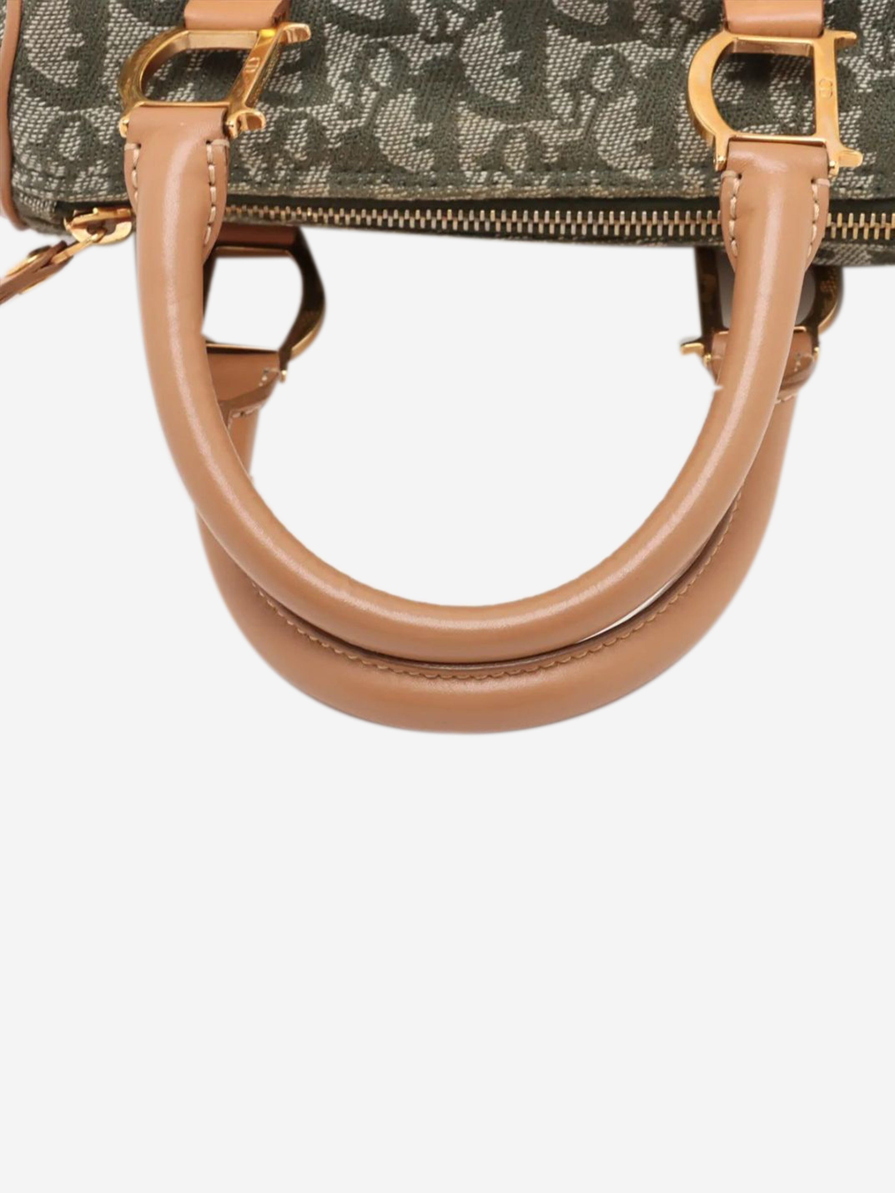 Green Trotter canvas and leather bag Top Handle Bags Dior 