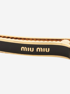 Gold and black logo hair clip Hair Clips Miu Miu 