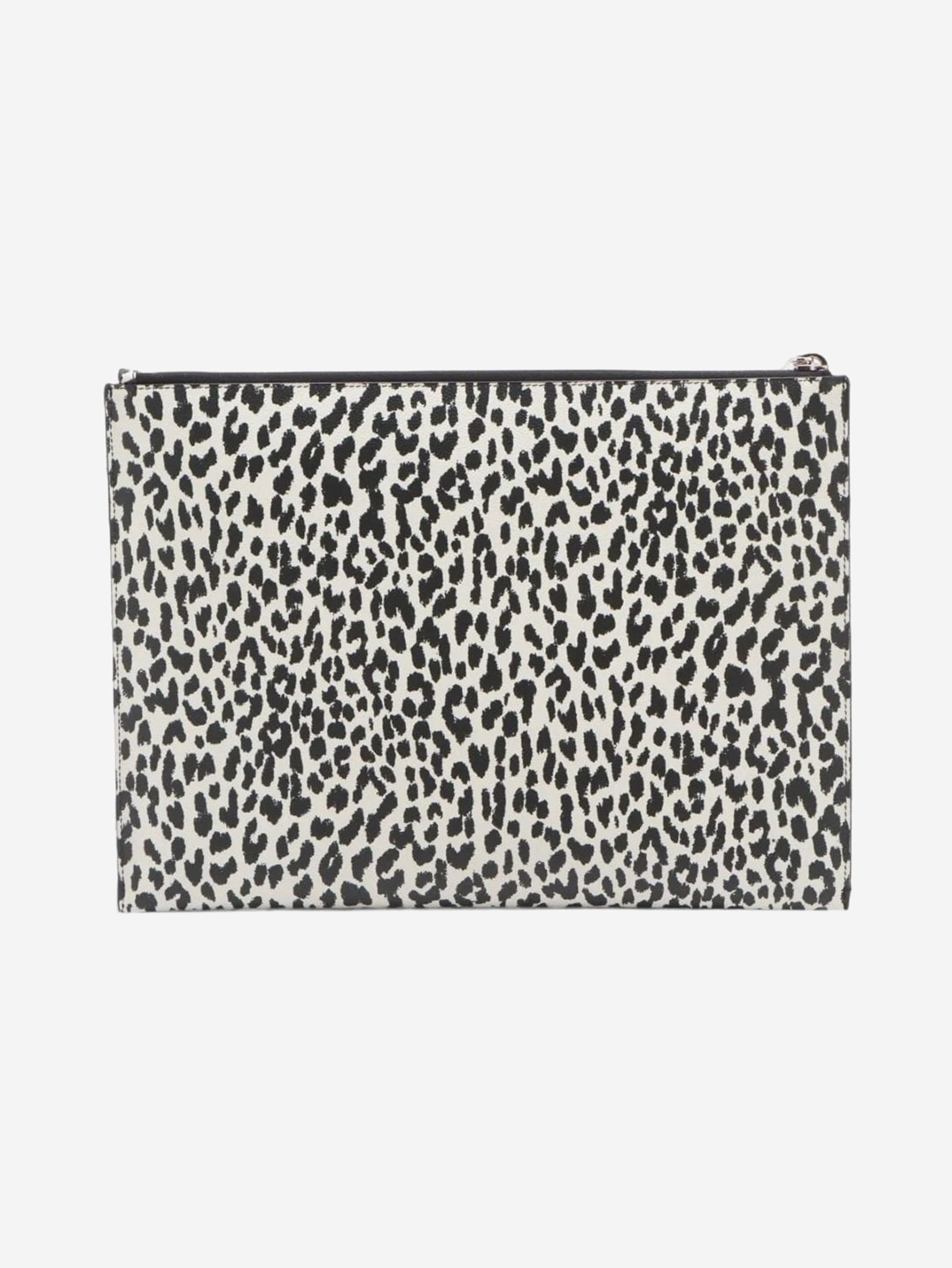 White and black leopard print leather clutch Clutch bags Saint Laurent 
