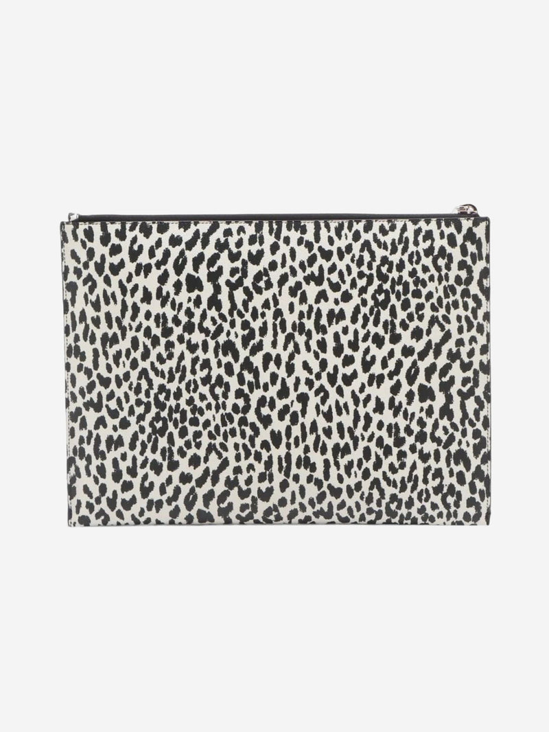 White and black leopard print leather clutch Clutch bags Saint Laurent 