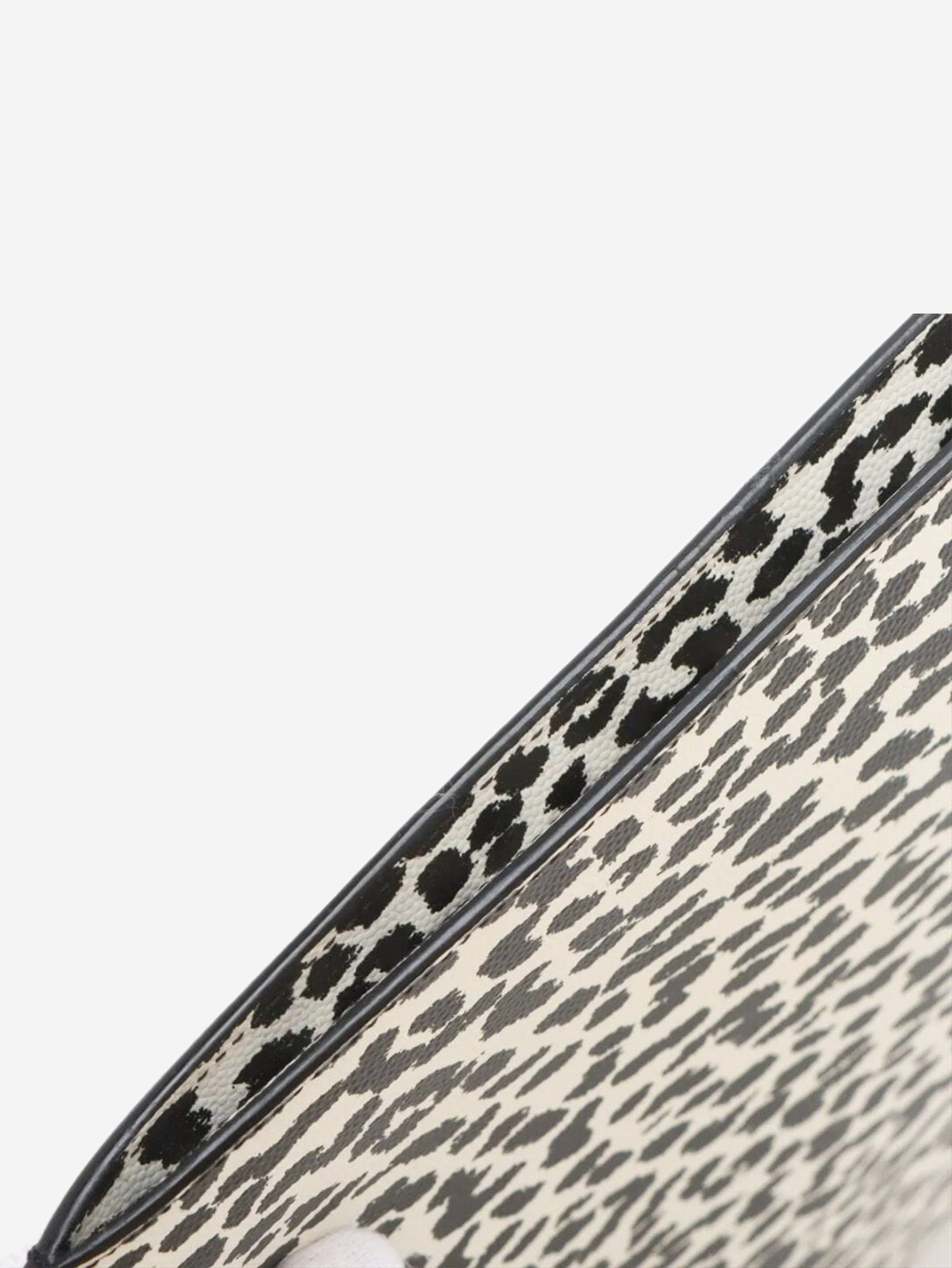 White and black leopard print leather clutch Clutch bags Saint Laurent 