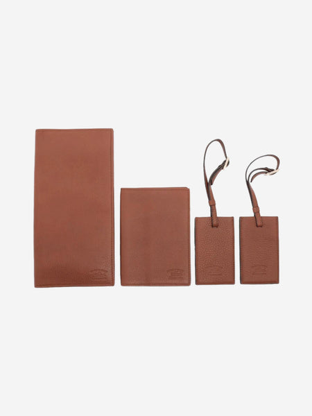 Brown leather travel accessories set product image