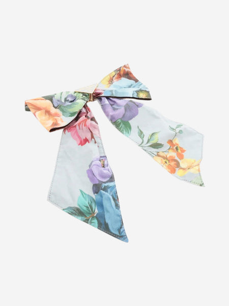 Light blue floral bow hair clip product image