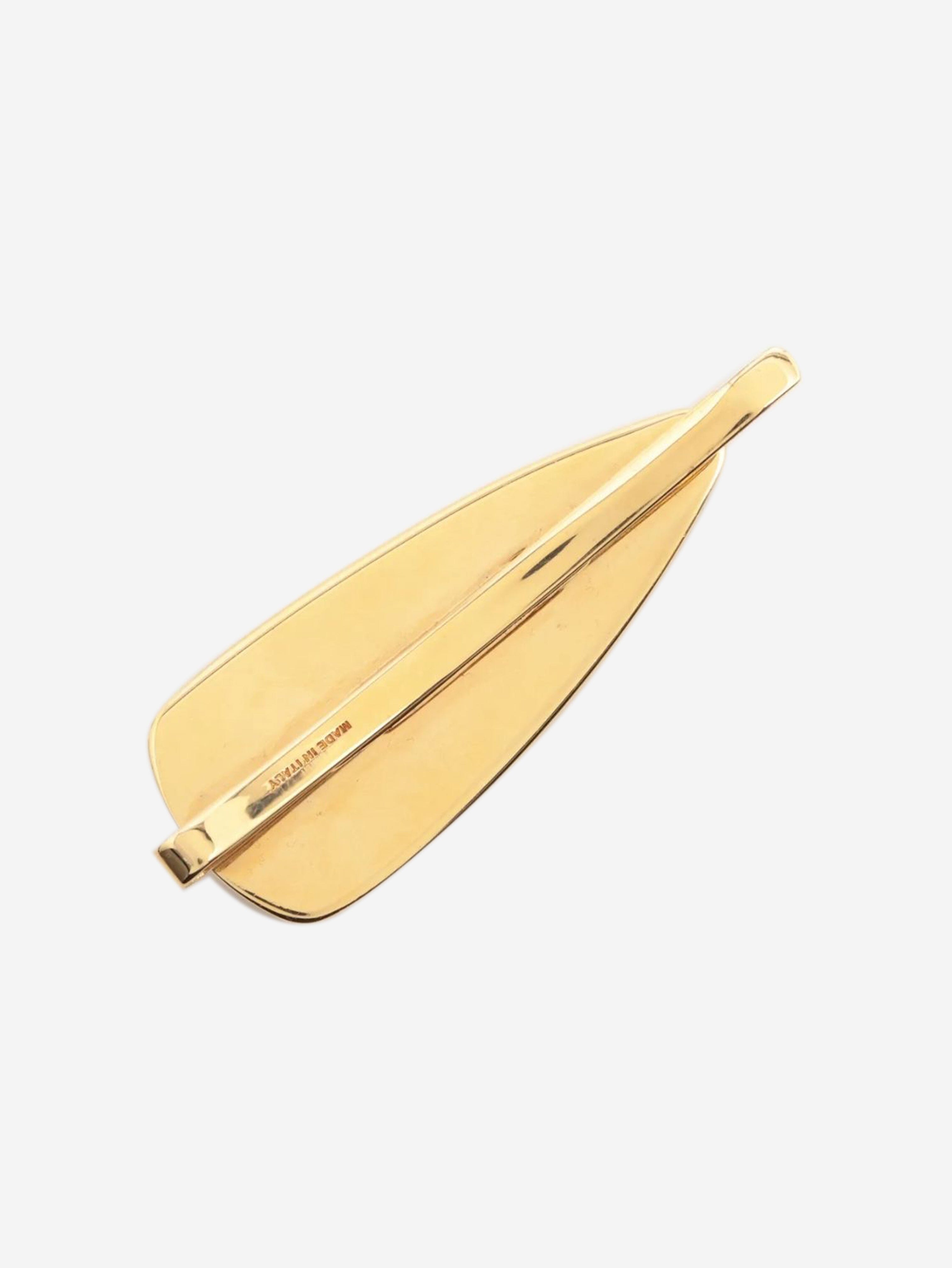 Gold and pink metal logo hair clip Hair Clips Miu Miu 