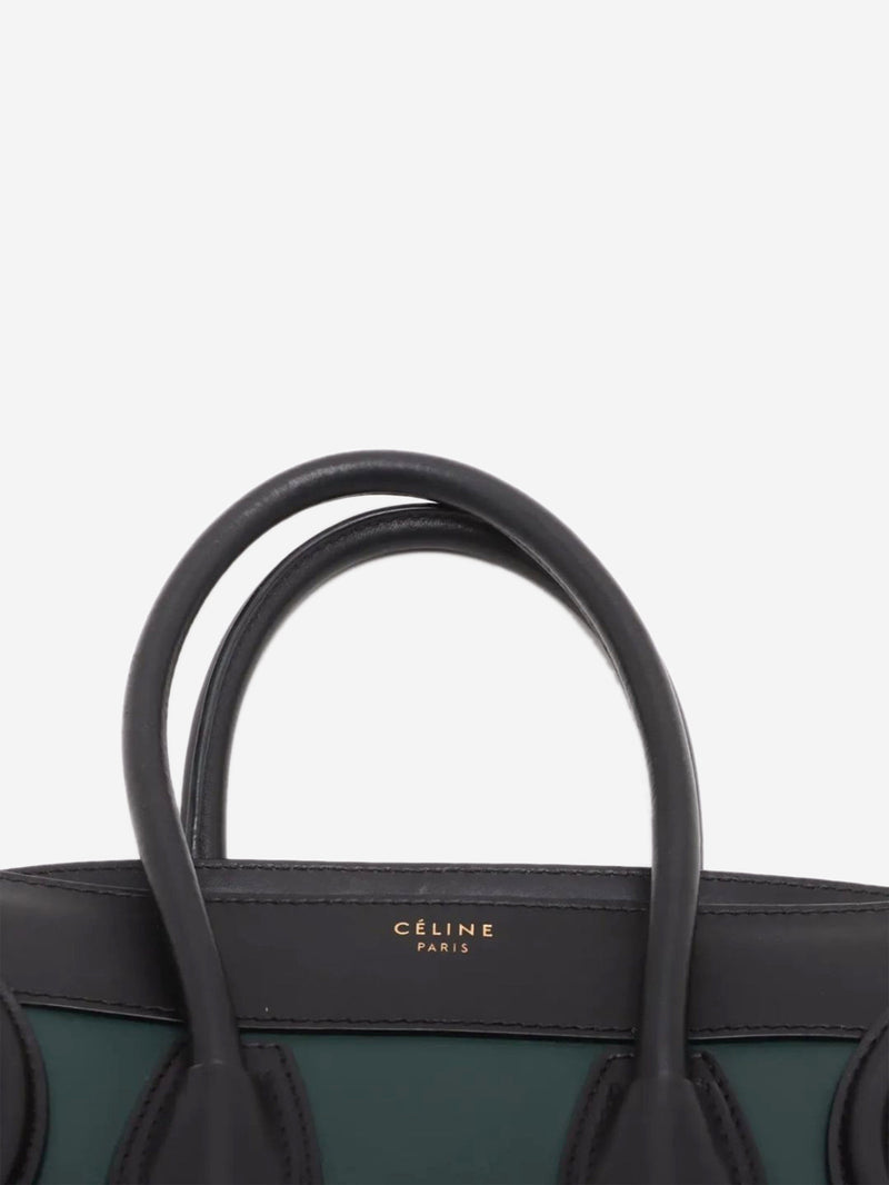 Dark green and black Micro Luggage bag Top Handle Bags Celine 