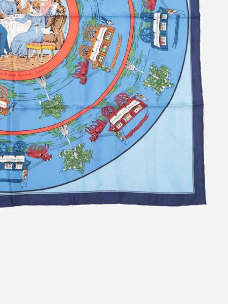 Blue silk horse and carriage scarf alternate image
