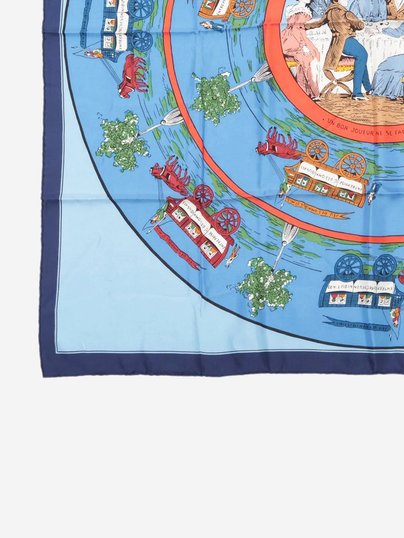 Blue silk horse and carriage scarf Scarves Hermes 