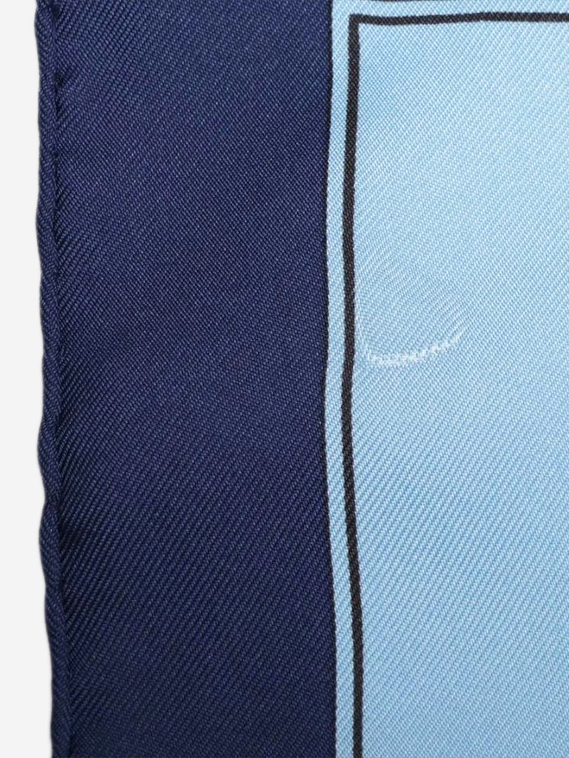 Blue silk horse and carriage scarf Scarves Hermes 