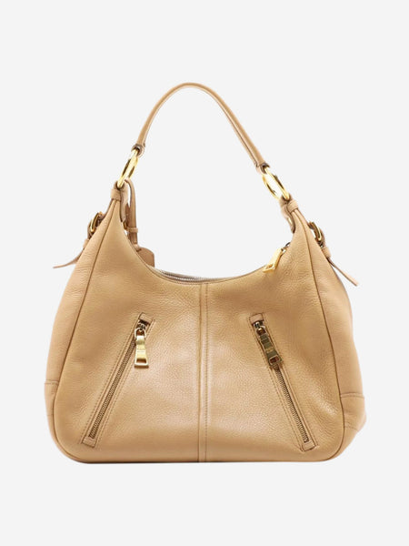 Beige leather shoulder bag alternate image