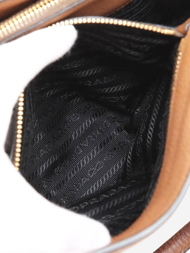 Brown Vitello Phenix leather 2way bag Shoulder bags Prada 