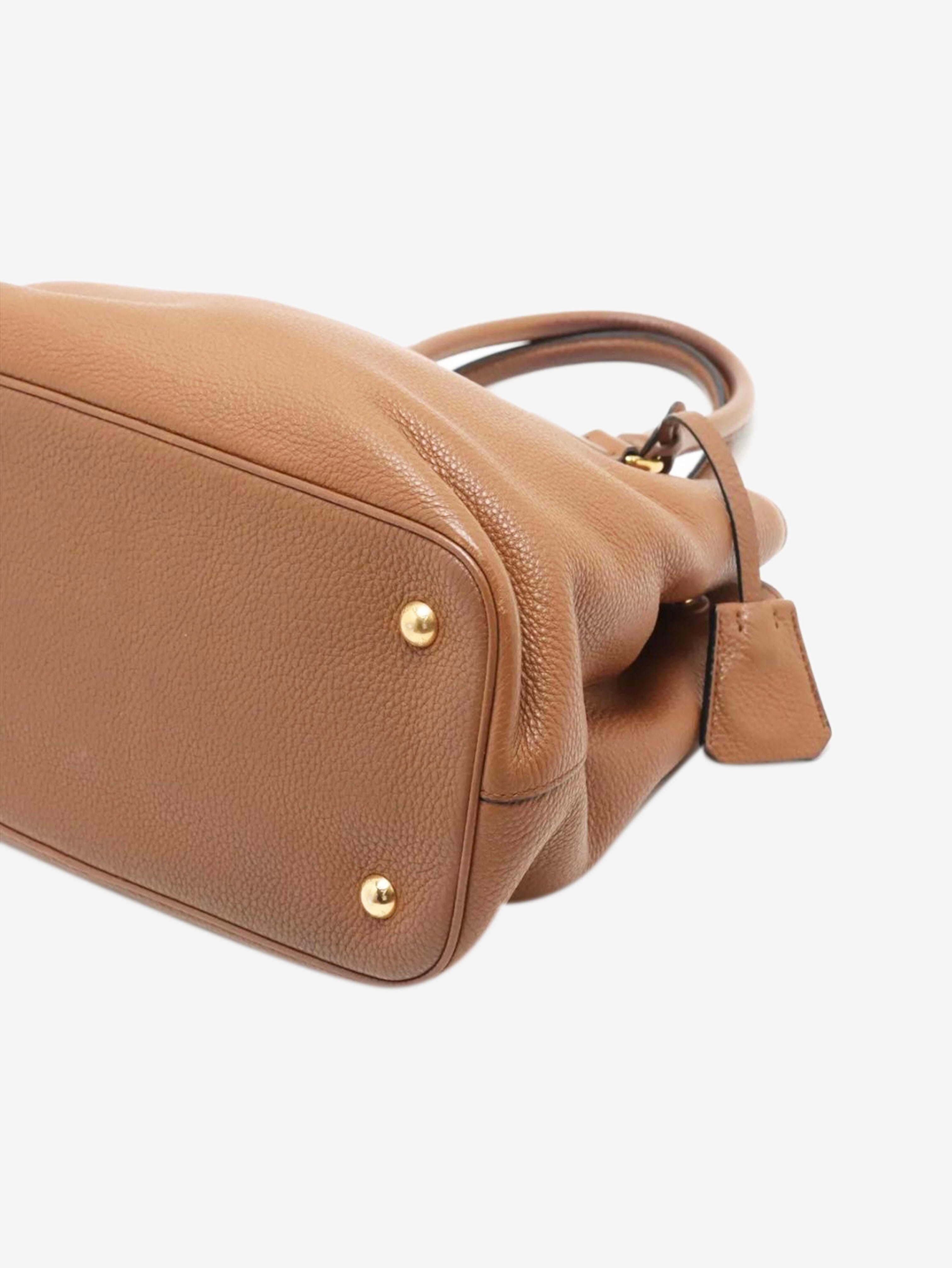 Brown Vitello Phenix leather 2way bag