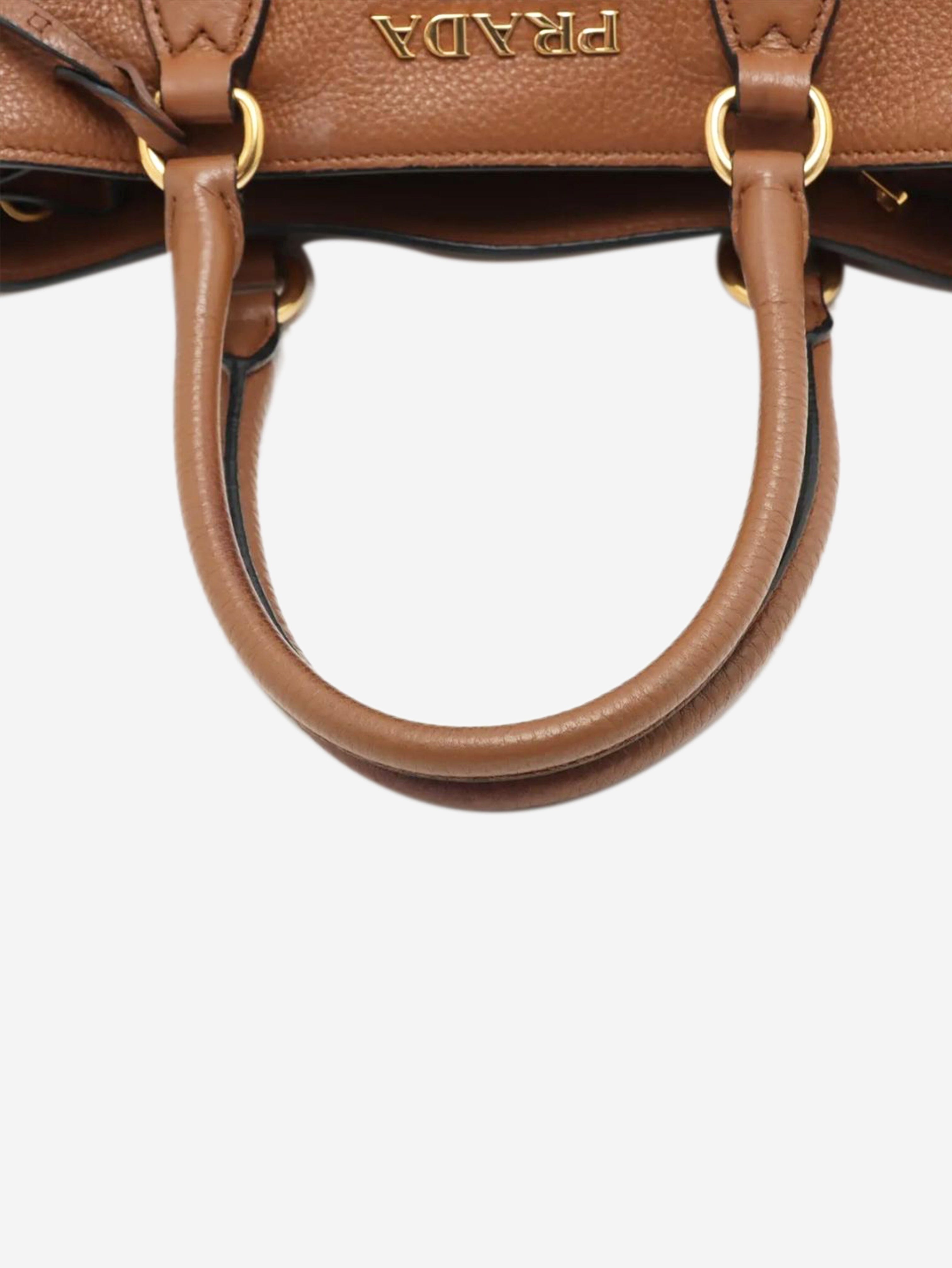 Brown Vitello Phenix leather 2way bag Shoulder bags Prada 